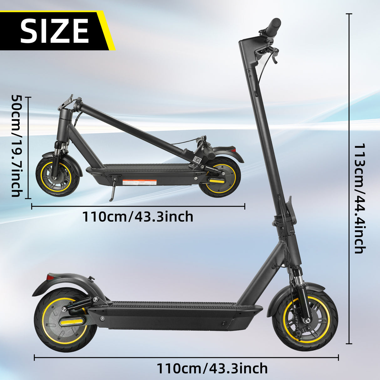 Patinete eléctrico W4MAX de 10 pulgadas con función de app, soporte para móvil y protección antirrobo, plegable, carga máxima 130 kg