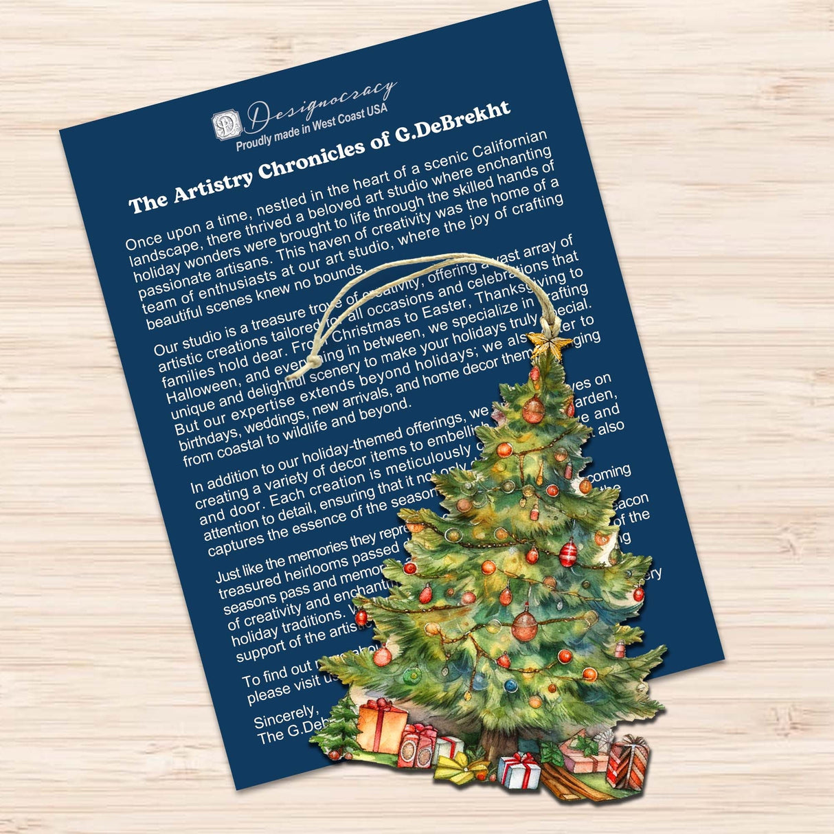 Christmas Tree Decorative Wooden Ornaments Set of 3 by G. Debrekht - Christmas Decor - 8091044-S3