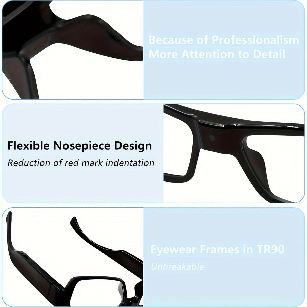 HD 1080P Smart Glasses Camera | Digital Video Recorder, 64GB Memory Card, Black ABS Frame, Rechargeable Battery, Eye Protection, HD Lens, Lightweight & Stylish Design, Sports Action Camera