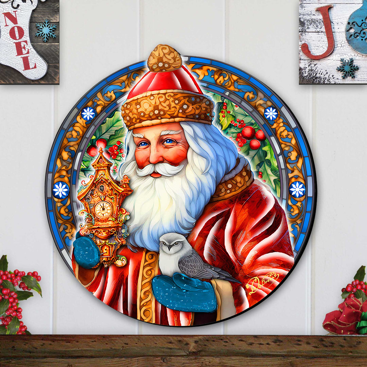 Decoración navideña para puerta de Papá Noel con reloj de G. Debrekht - Decoración de muñeco de nieve de Papá Noel - 8652818H