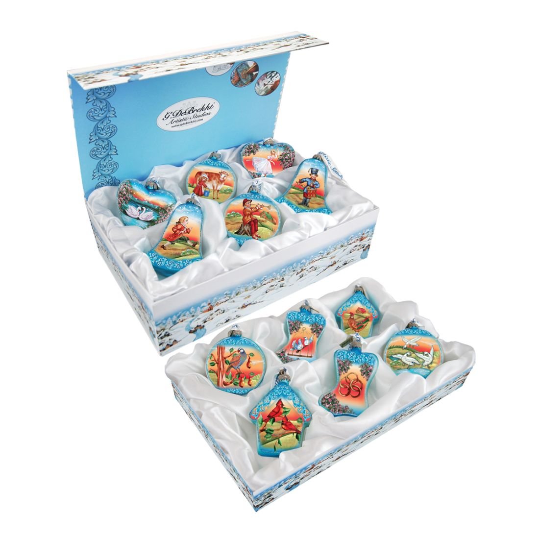 Juego de 12 adornos de cristal "12 días de Navidad" de G. Debrekht - Decoración navideña - 73102-B12