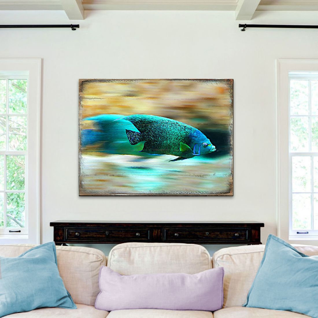 Tropical Fish Wood Wooden Coastal Wall Art by Nature Wonders - Coastal Sea-Life Decor - 95264B