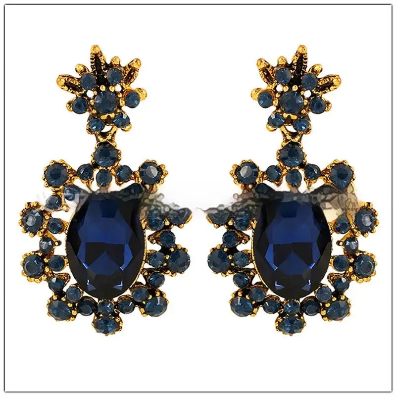European And American Fashion Cool Vintage Sapphire Stud Earrings - Lootquake