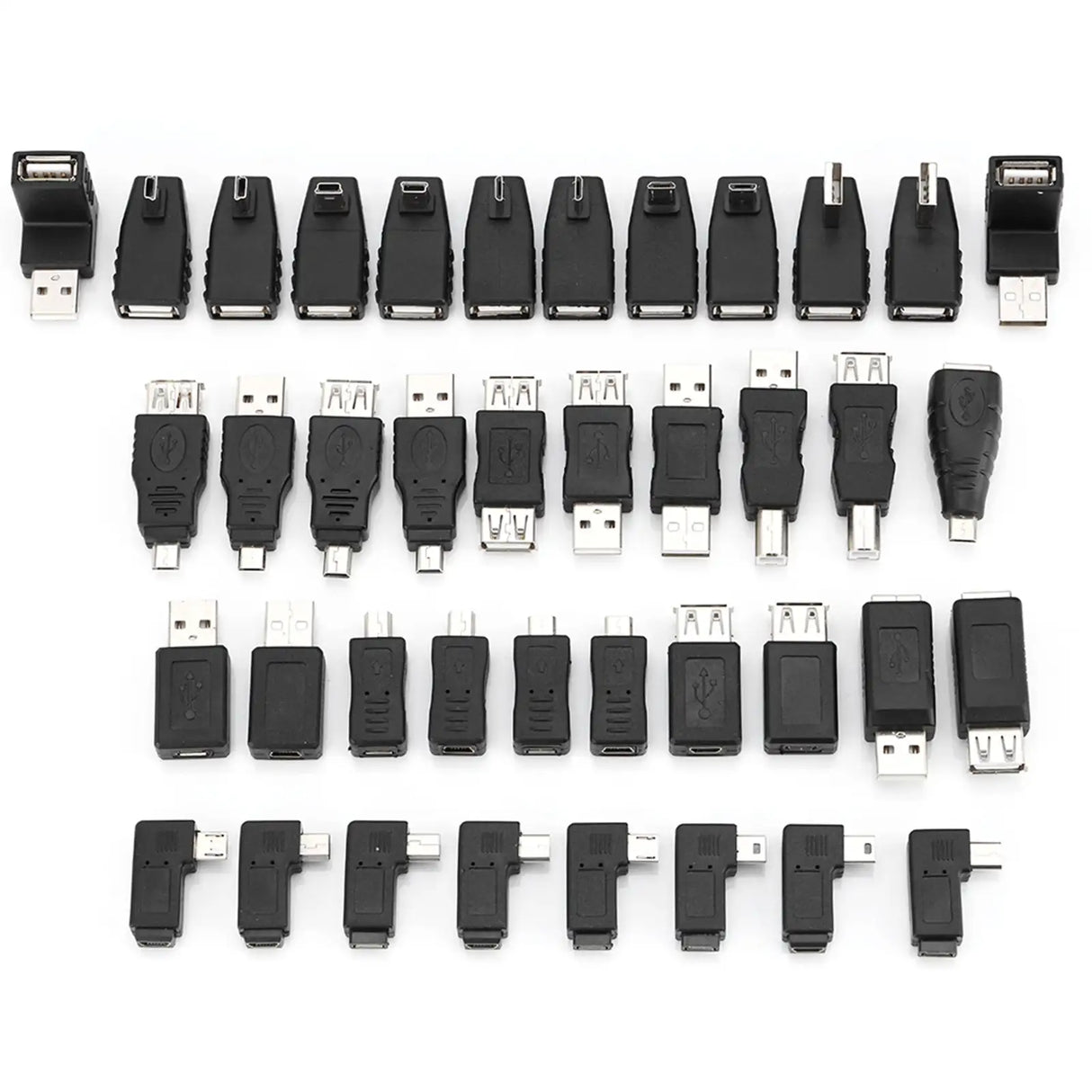 Pack of 40 Multiple USB2.0 Adapters Angled Mini Micro Type B Male Female Converters Connectors - Lootquake