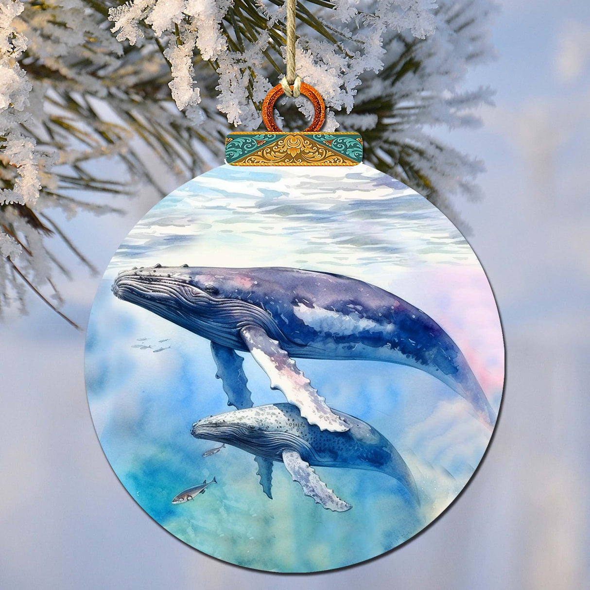 Humpback Harmony Wooden Ornaments by G.Debrekht - Wildlife Holiday Decor - 870012