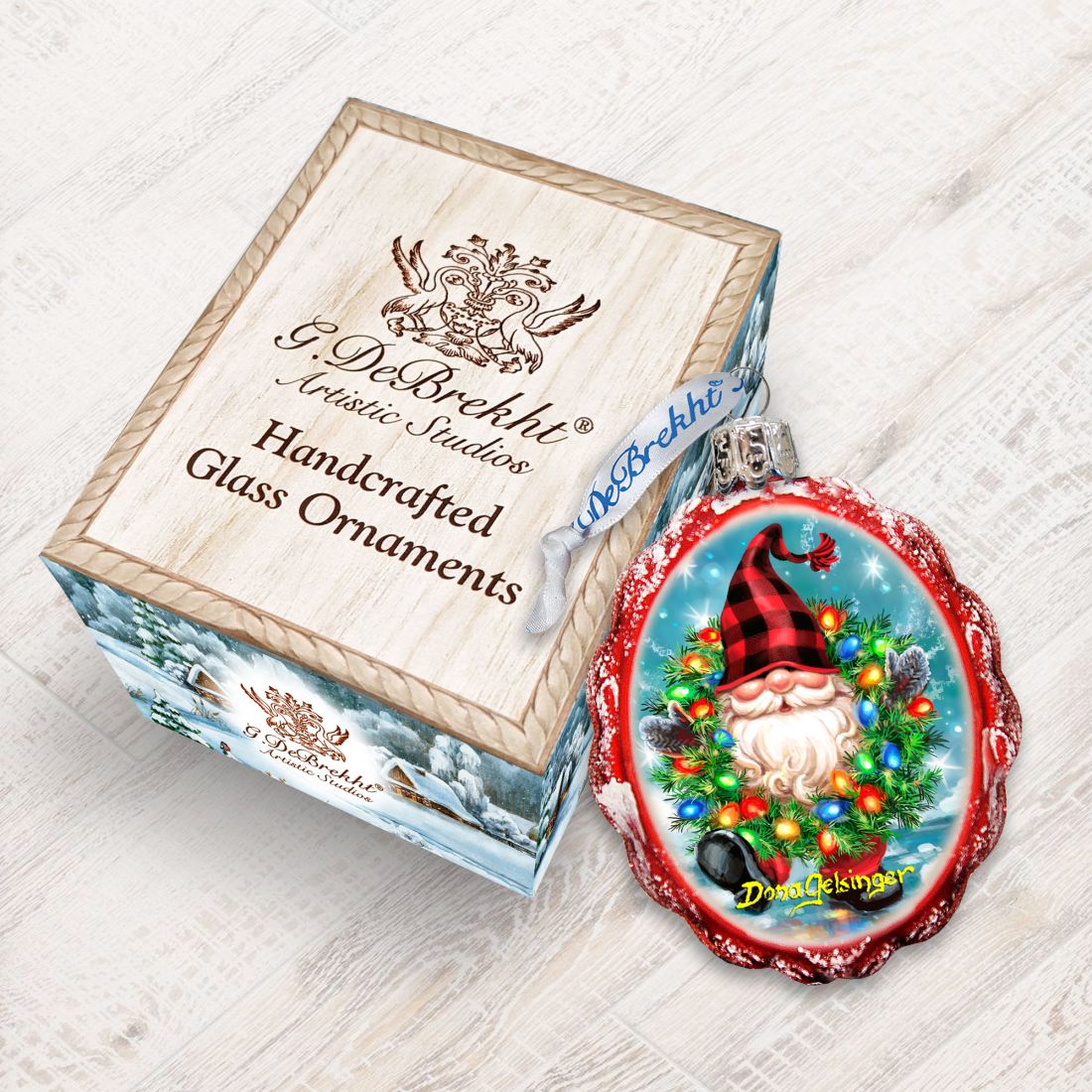 Adorno de gnomo de vidrio con mercurio y luces brillantes de D. Gelsinger - Decoración navideña - 778109-DG