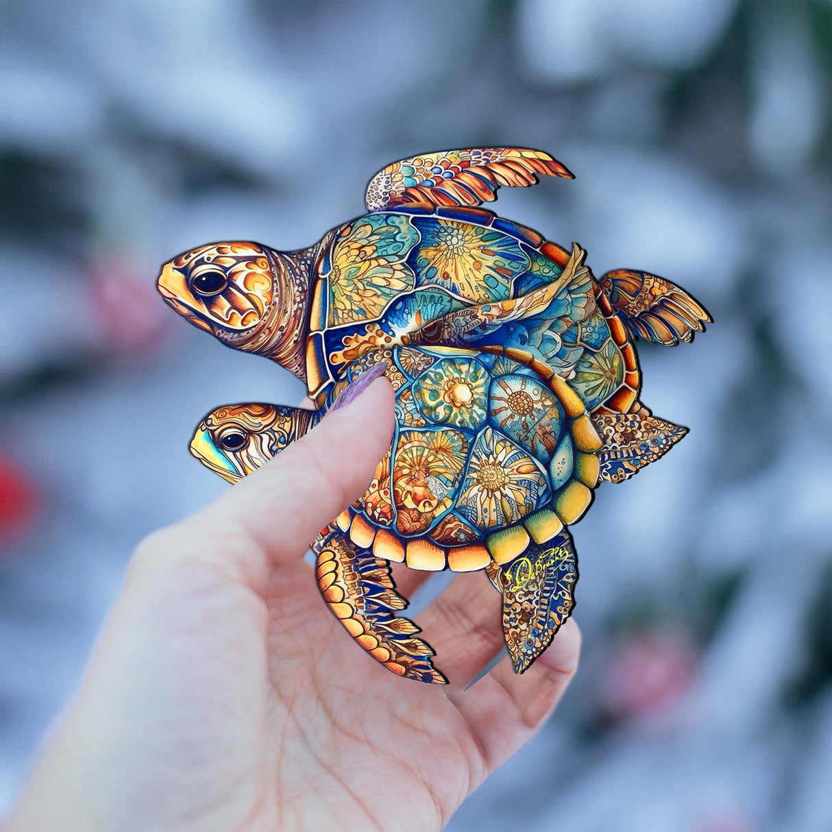 Coastal Decorations - Turtles Wooden Ornaments by G.Debrekht Coastal Holiday Decor - 8688192