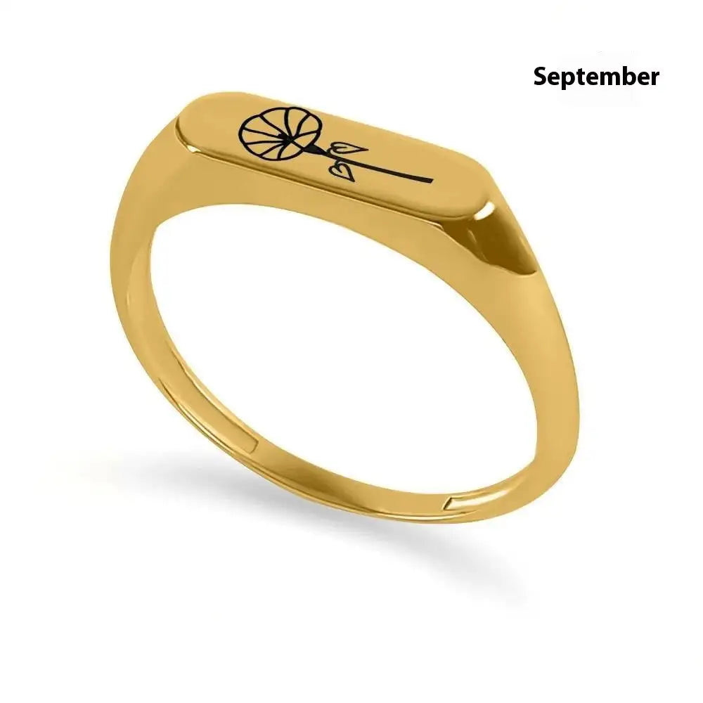 December Flowers And Plants Ring Stainless Steel Creative - Lootquake