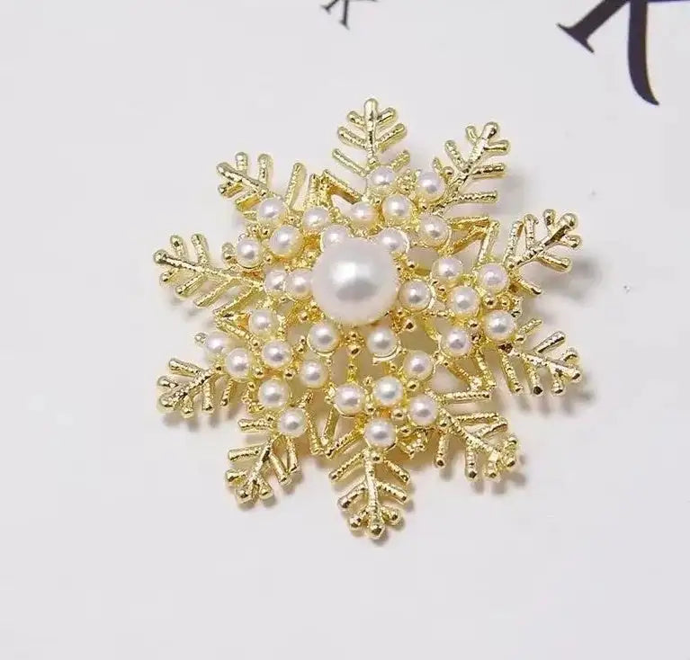 2pc New Exquisite And Elegant Pearl Snowflake Brooch - Lootquake