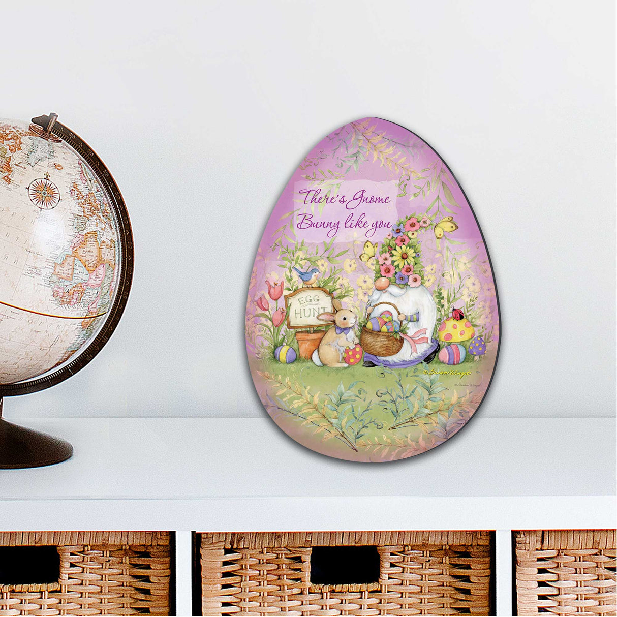 Decoración de puerta con gnomo de jardín de primavera de Susan Winget - Decoración de Pascua - 8471121H-SW