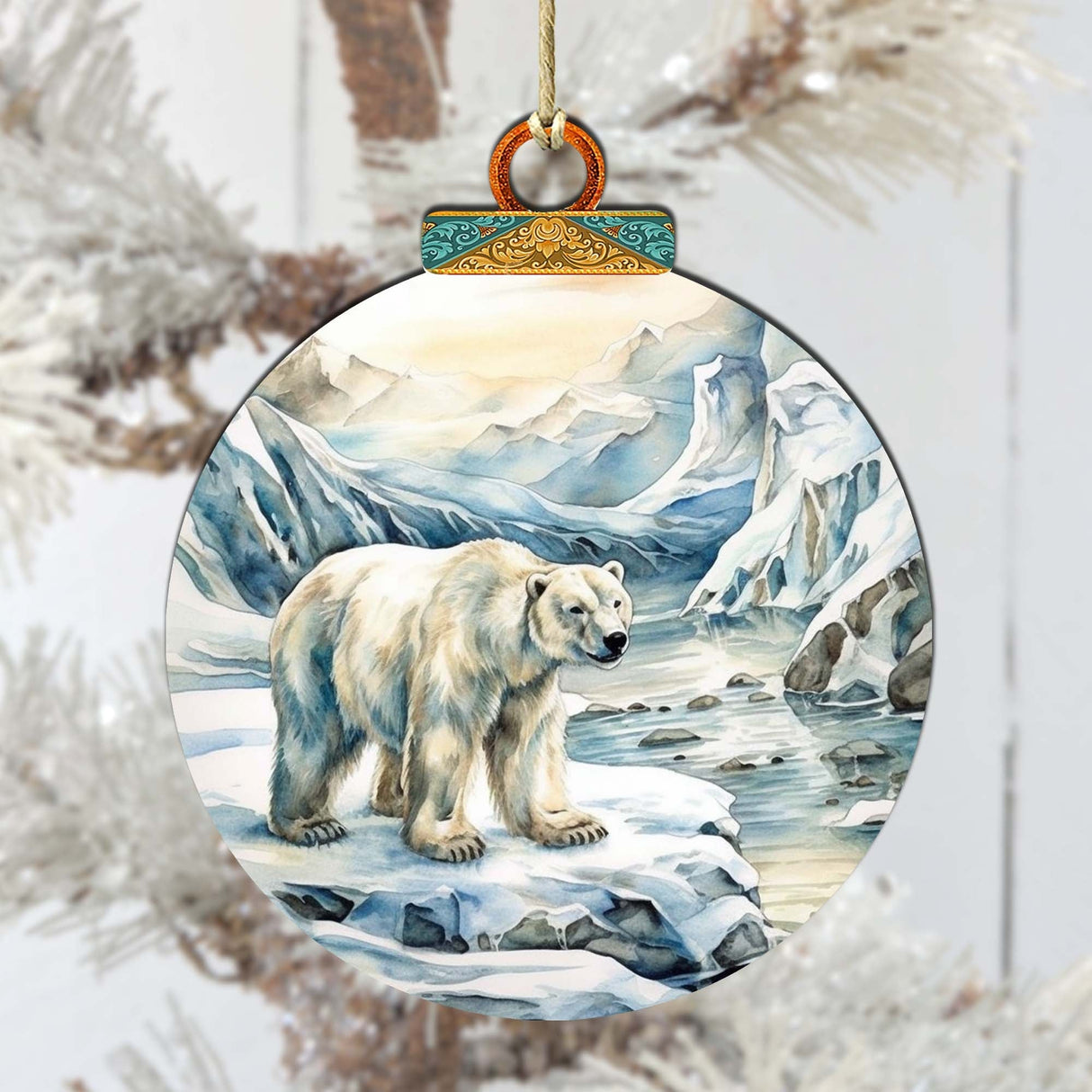 Adornos de madera de oso polar con cachorro de G.Debrekht - Decoración navideña con temática de vida silvestre - 870048