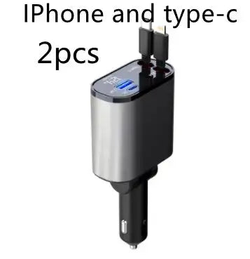 Metal Car Charger 100W Super Fast Charging Car Cigarette Lighter USB And TYPE-C Adapter - Lootquake