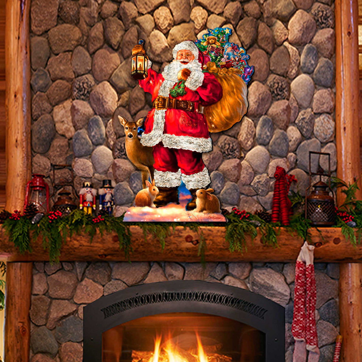 Woodland Santa Wall Door Hanger by D. Gelsinger - Christmas Santa Snowman Decor - 8461028H-1105