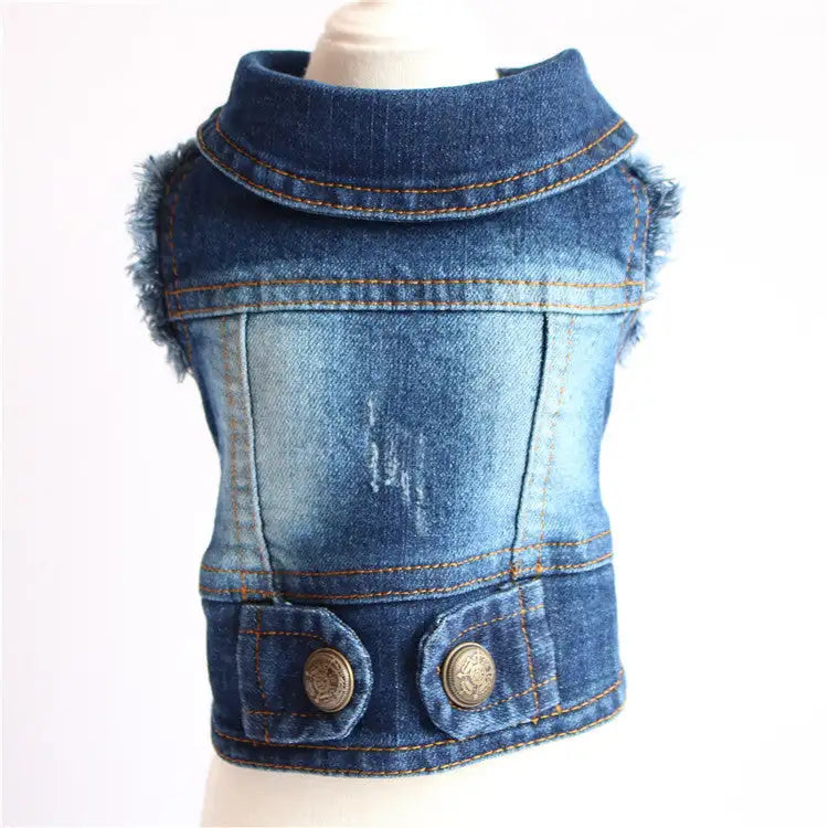 Designer Dog Clothes Small Dog Denim Jacket Coat Cat Costume Puppy Jeans Vest Spring Clothing - Lootquake