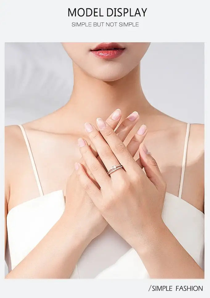 S925 Loving Heart In Sterling Silver Zircon Ring Light Luxury - Lootquake