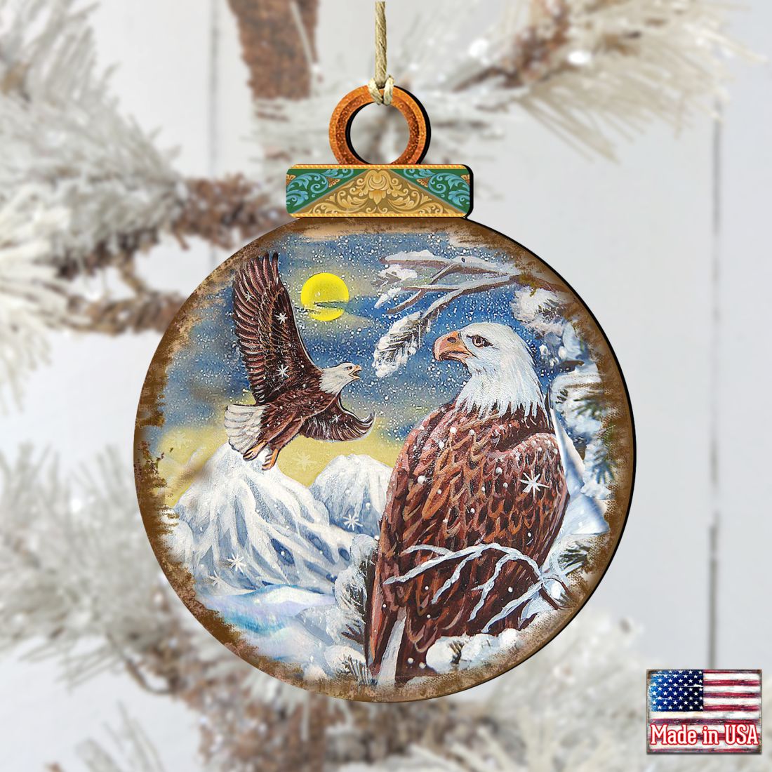 Eagles Ball Wooden Ornaments by G. DeBrekht - Wildlife Holiday Decor - 8025219