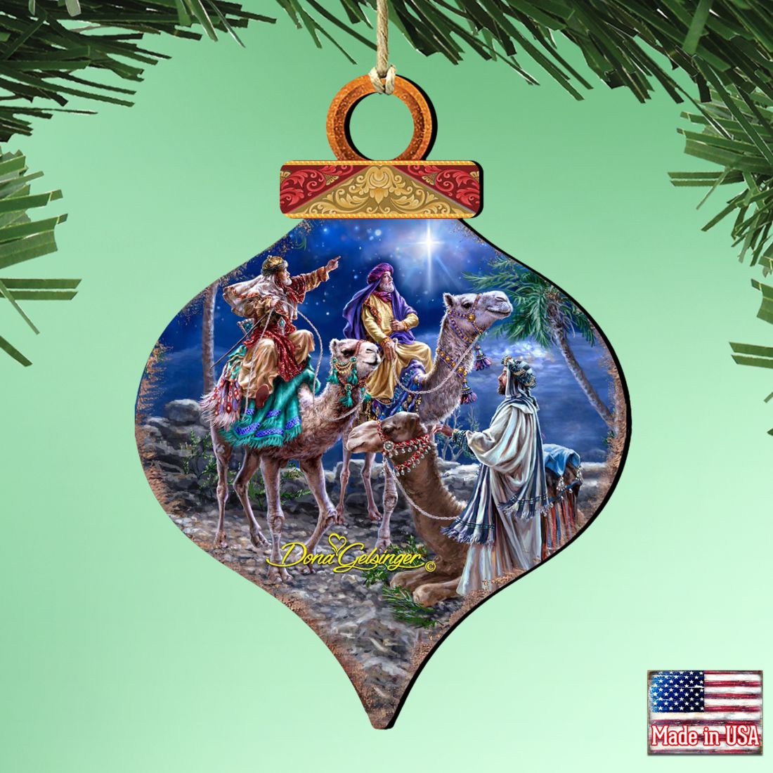 Adornos navideños de madera Magic Wrap de Gelsinger - Decoración navideña de Papá Noel y muñeco de nieve - 8031024-1810