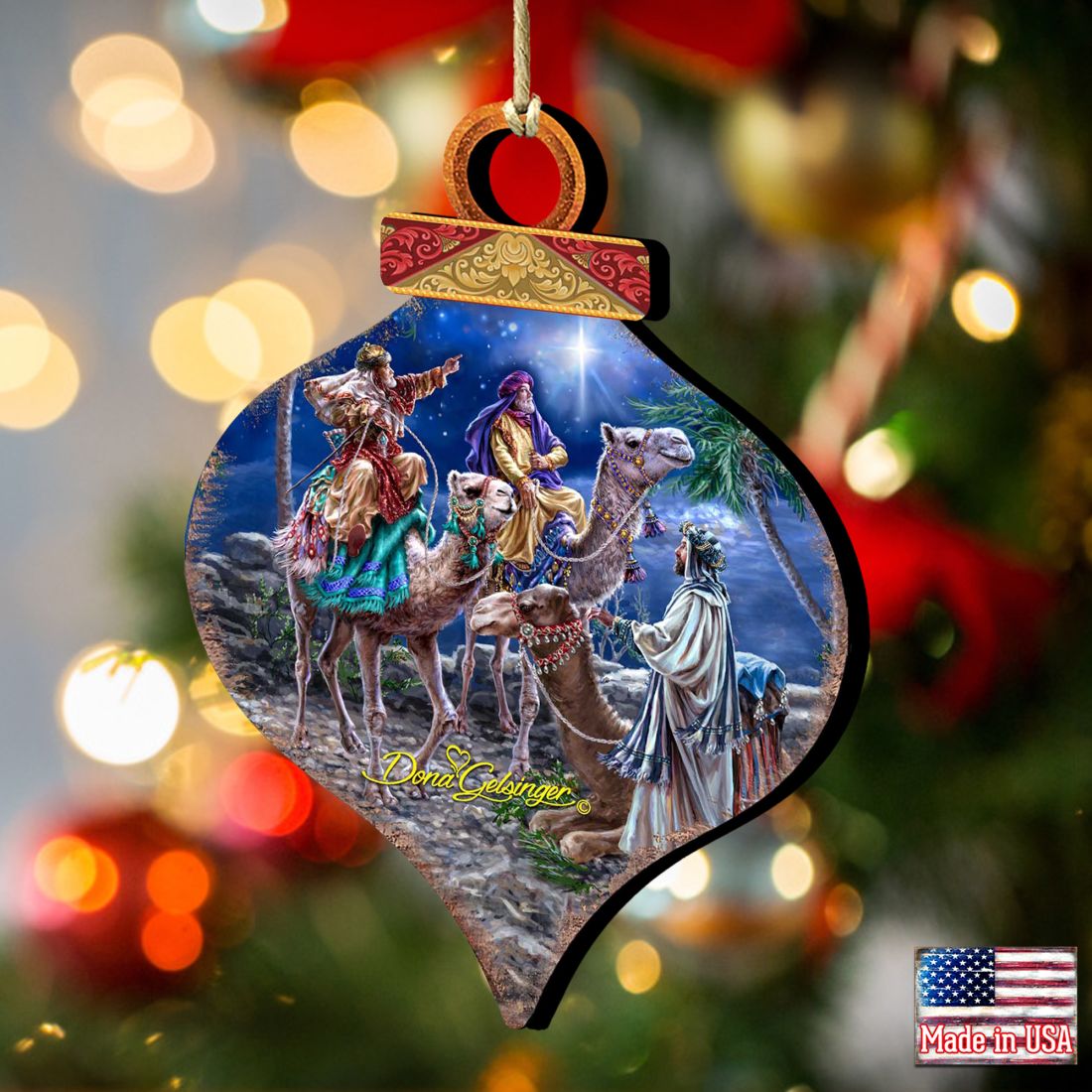 Adornos navideños de madera Magic Wrap de Gelsinger - Decoración navideña de Papá Noel y muñeco de nieve - 8031024-1810