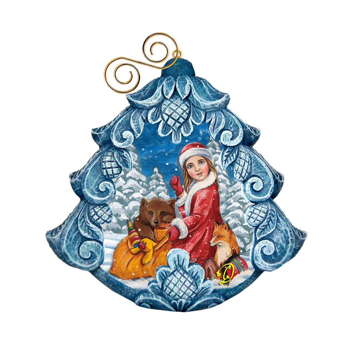 The Snow Maiden with Forest Friends Tree Sculpted Hand-Painted Christmas Ornament by G. DeBrekht - Christmas Decor - 610277
