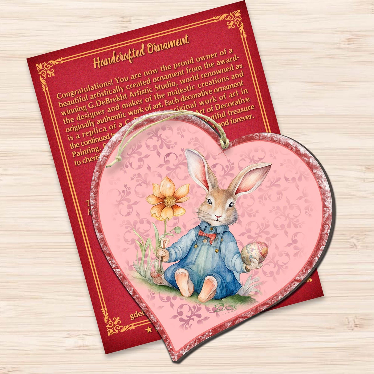 Easter Bunny Heart Wooden Ornaments by G. DeBrekht Easter Spring Decor - 8652780