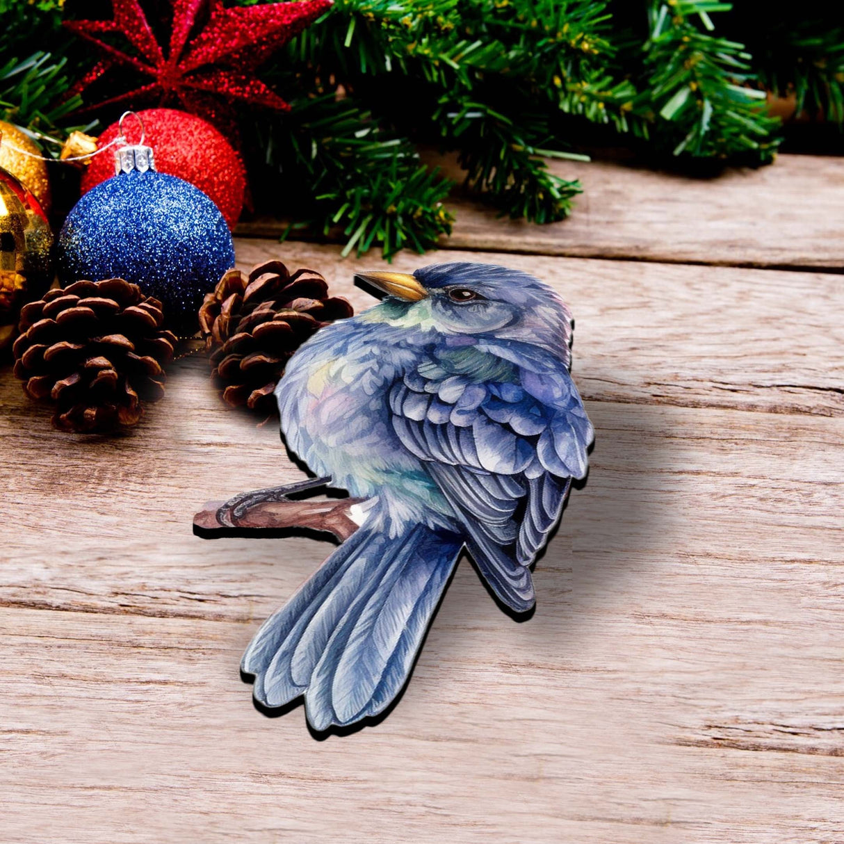 Winter Birds Decorative Wooden Clip-on Ornaments Set of 3 by G. Debrekht - Christmas Décor - 8091005C-S3