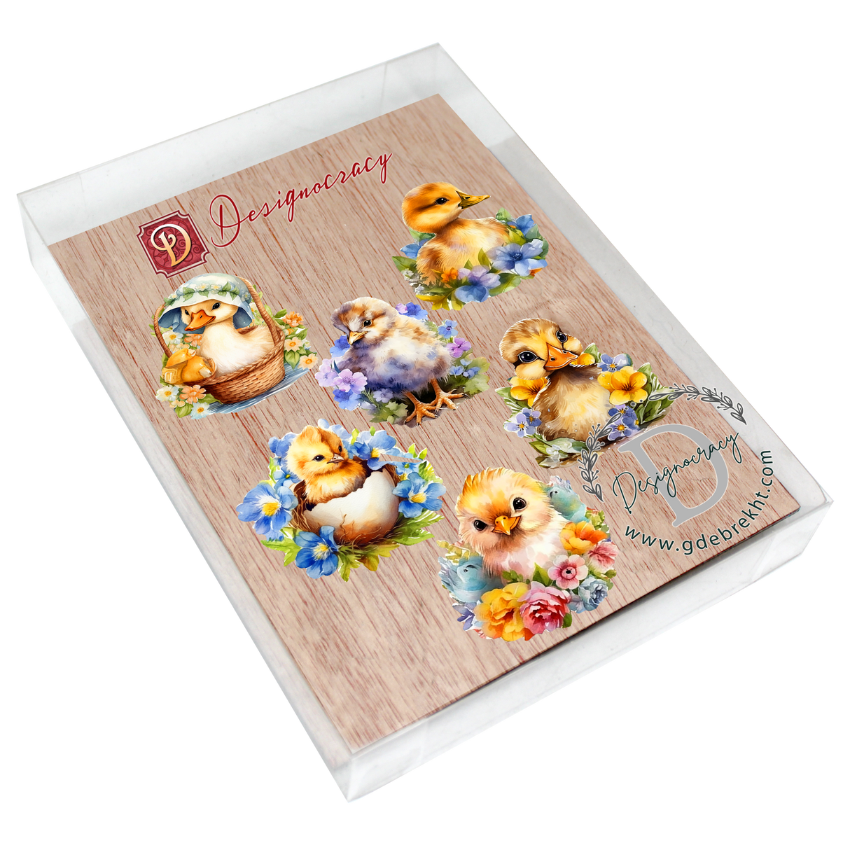 Spring Ducklings Decorative Wooden Clip-on Ornaments Set of 6 by G. Debrekht - Easter Décor - 8090055C-S6
