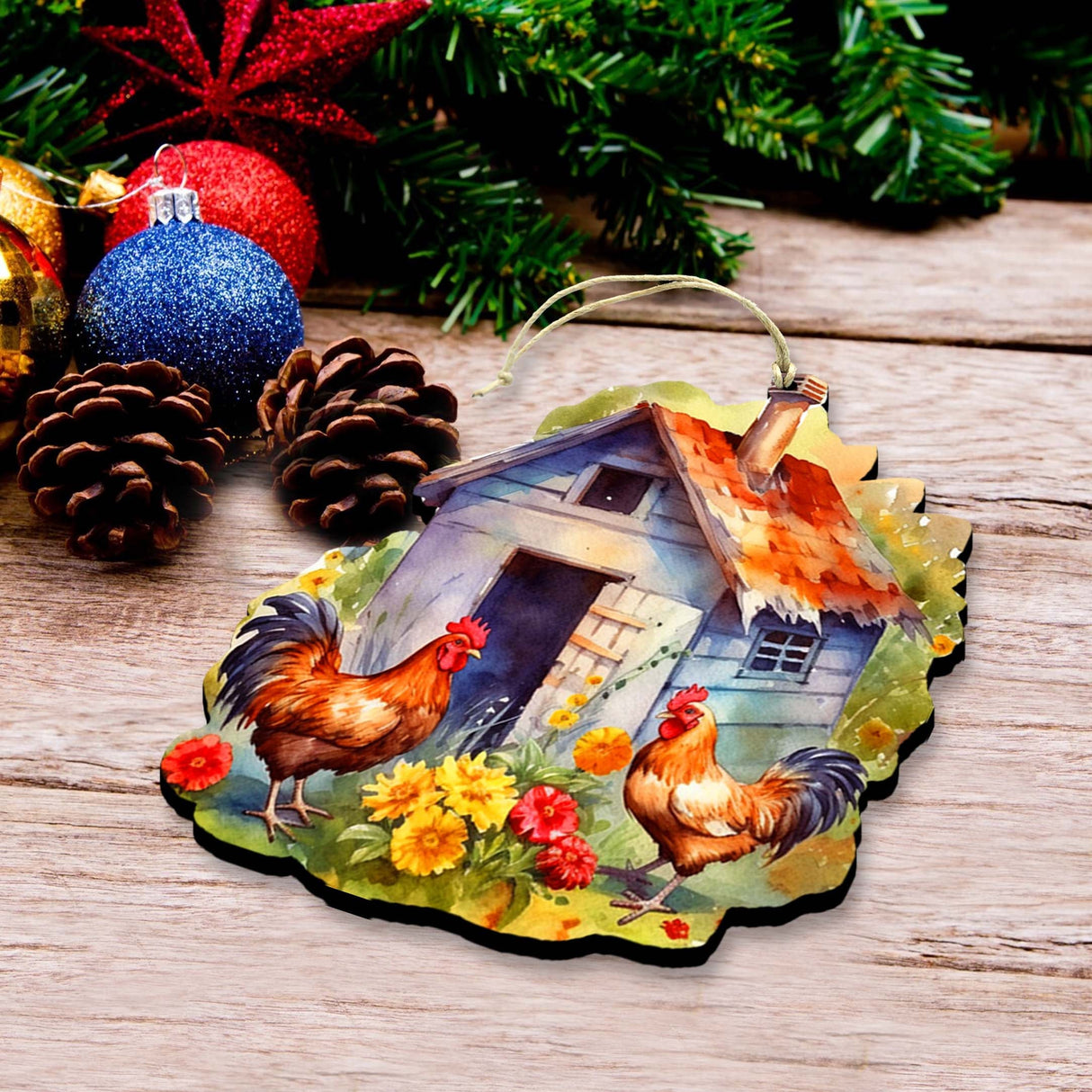 Adornos decorativos de madera "Primavera en la granja", juego de 3, de G. Debrekht - Decoración de Pascua - 8091056-S3