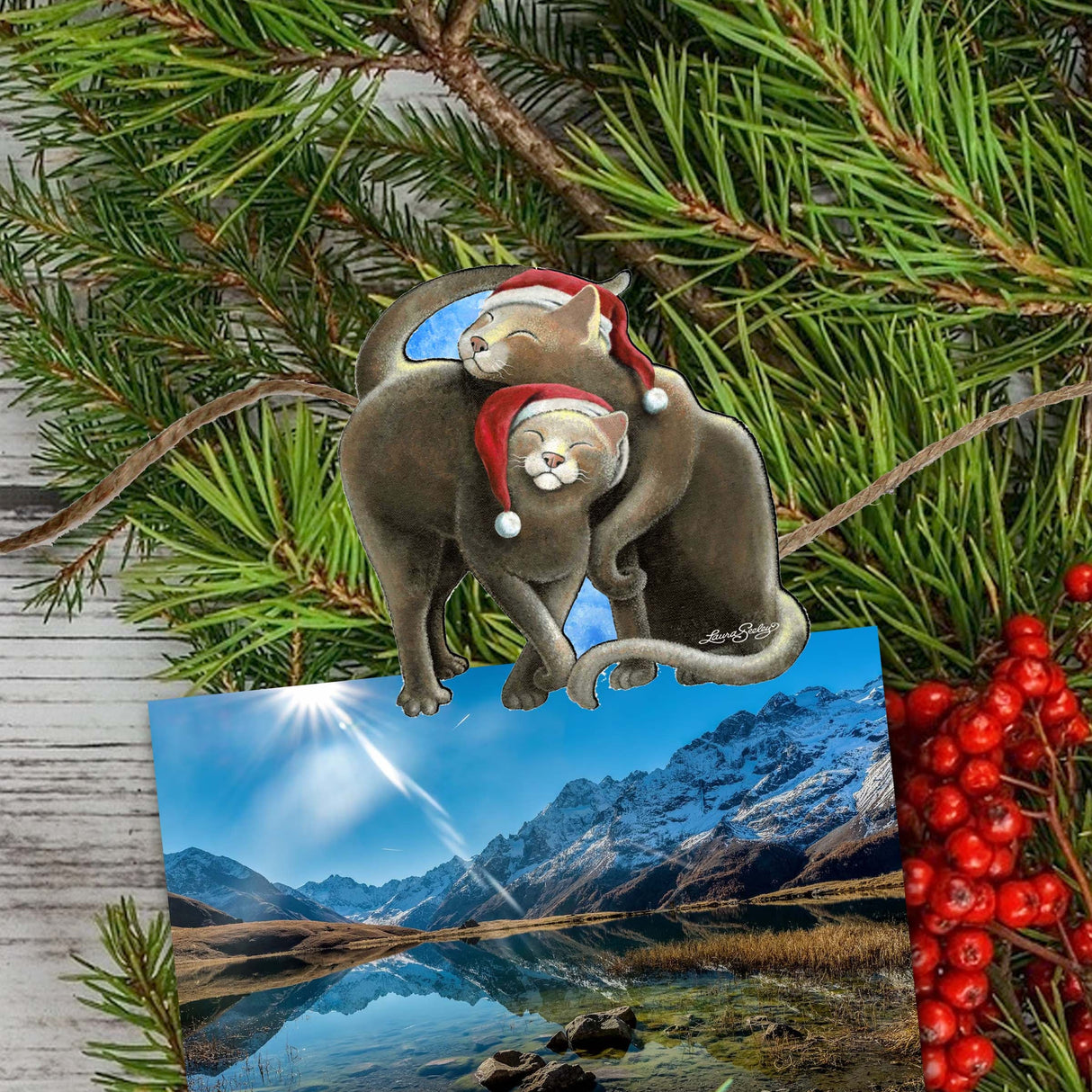 Dog and Cats Decorative Wooden Clip-on Ornaments Set of 6 by L. Seeley - Pets Dog and Cat Décor - 8090139C-S6