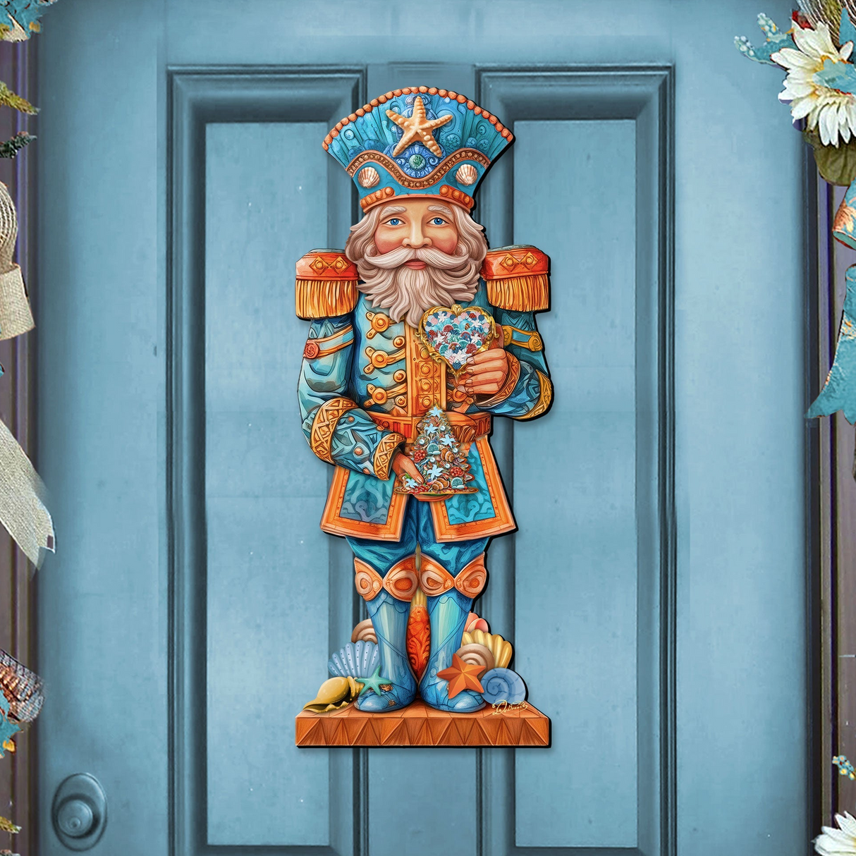 Coastal Nutcracker Outdoor Door Decor by G. DeBrekht - Coastal Holiday Decor - 8652753H
