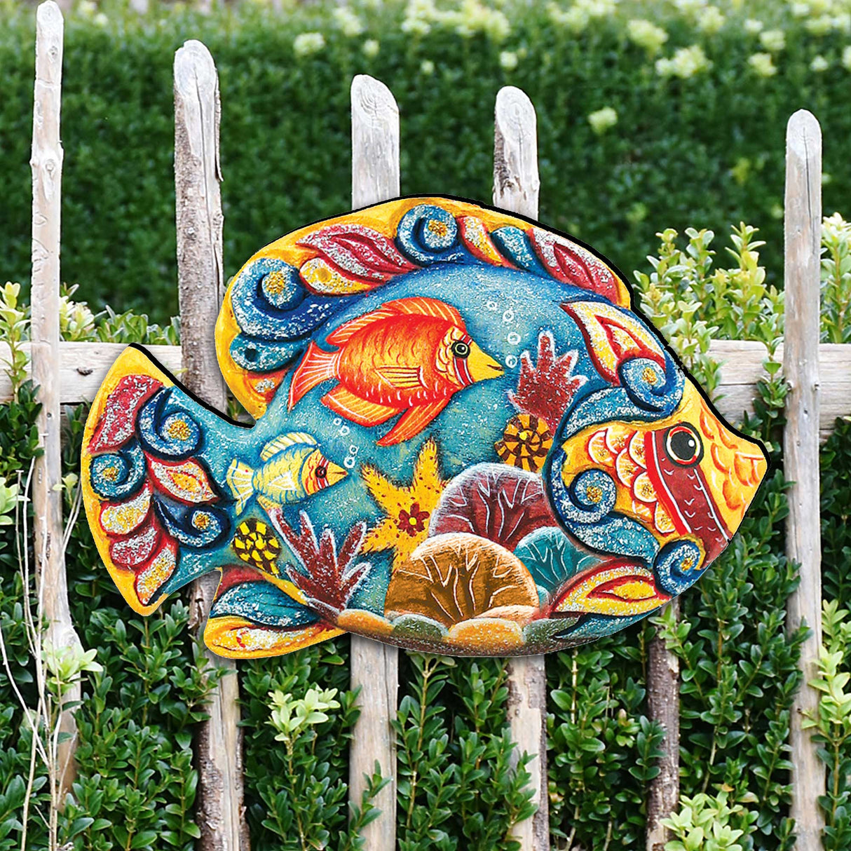 Decoración para puerta de casa de playa con peces tropicales de G. DeBrekht - Decoración costera navideña - 8126121H