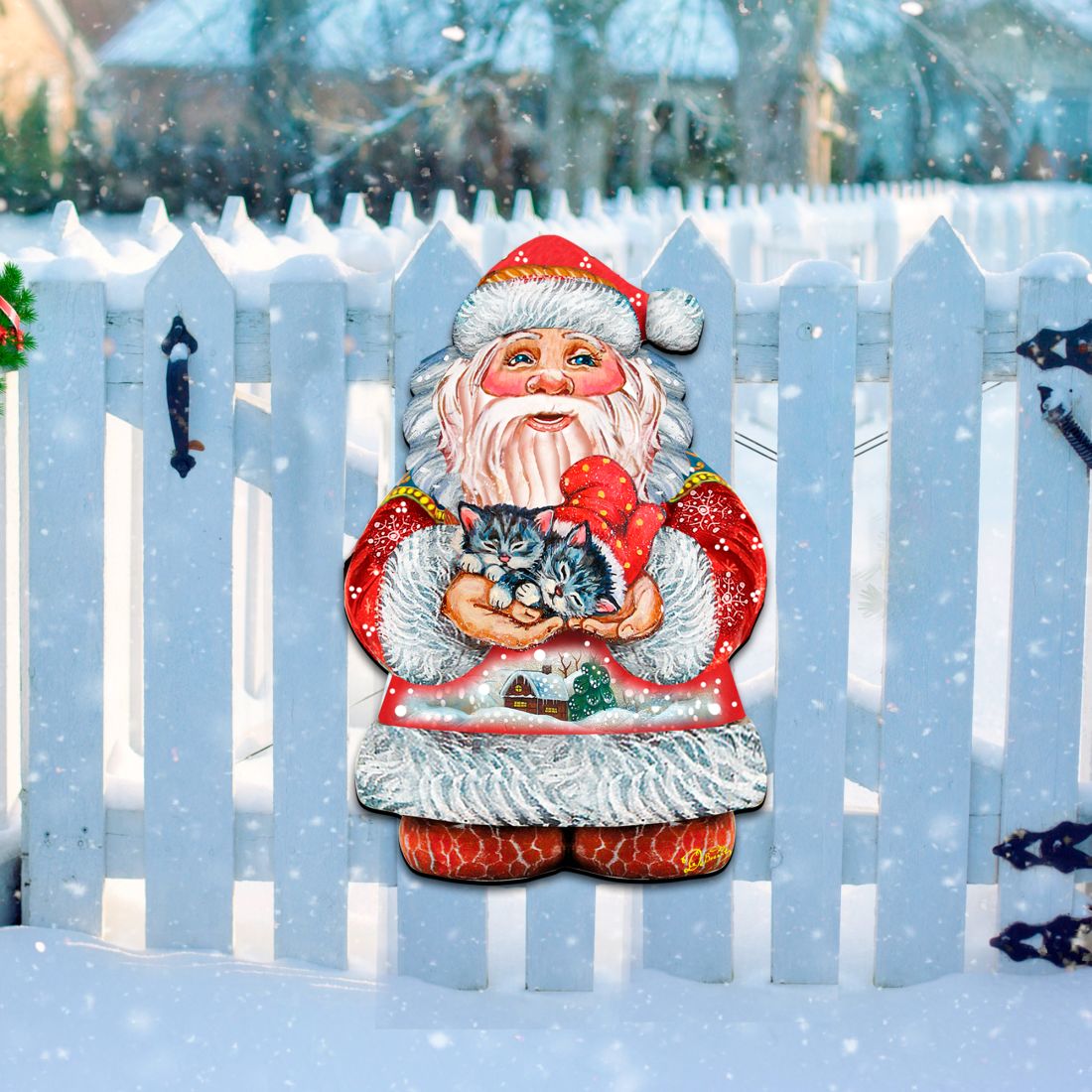 Kitten Holiday Santa Christmas Door Decor by G. DeBrekht - Christmas Decor - 8117808H