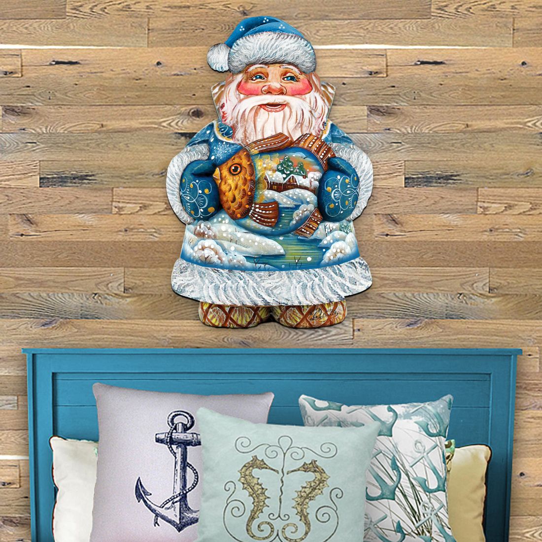 Goldfish Santa Christmas Door Decor by G. DeBrekht - Christmas Santa Snowman Decor - 8118201H