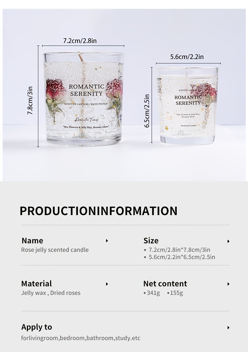 Vela perfumada de gelatina de rosa para aromaterapia, ambiente romántico, ideal para cumpleaños, San Valentín, aniversarios, Acción de Gracias y Navidad. 1 unidad, cera de soja en frasco de vidrio.