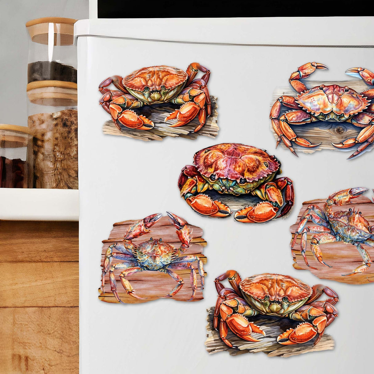 Crabs of the Wild Decorative Wooden Magnets Set of 6 by G. Debrekht - Wildlife Decor - 8090121G-S6