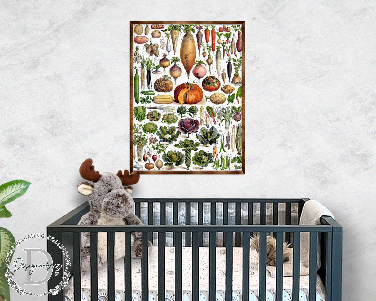 Kids Educational Poster with Root Vegetables - ?ÿMontessori Wooden Poster - Homeschool I Classroom Decor - Aesthetic - 310225