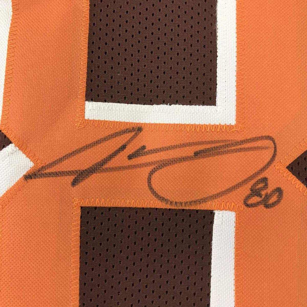 Camiseta de fútbol americano de Cleveland autografiada/firmada por Jarvis Landry, color marrón, JSA COA