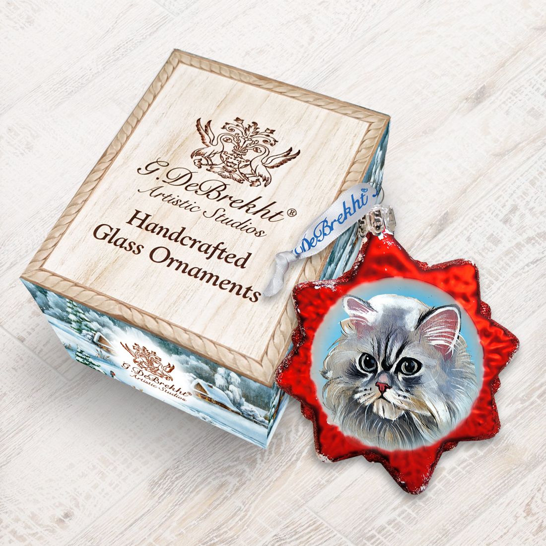 Adorno de cristal de gatito de pelo largo de G. DeBrekht - Decoración para perros y gatos - 774018