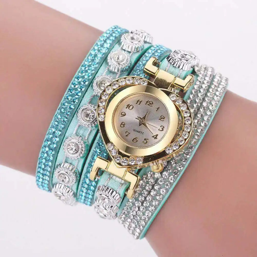 Colorful Bracelet Watch, Heart Shaped With Diamond Dials - Lootquake