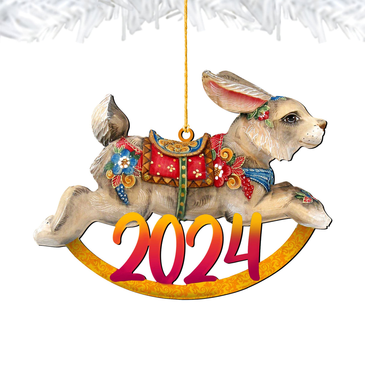 Adornos de madera con forma de conejito balancín de G. DeBrekht - Decoración navideña - 8144503