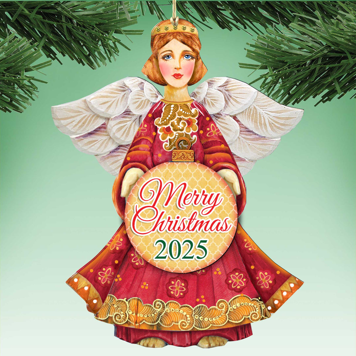 Adornos de ángel de madera para la Natividad, fechados en 2025, de G. Debrekht - Decoración navideña - 8152722-4-D25