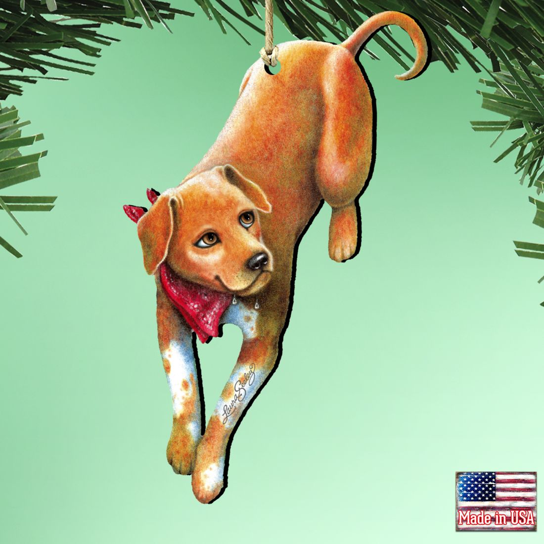 Adorno de madera con forma de perro con bebida refrescante de Laura Seeley - Decoración para perros y gatos - 8511024-LS