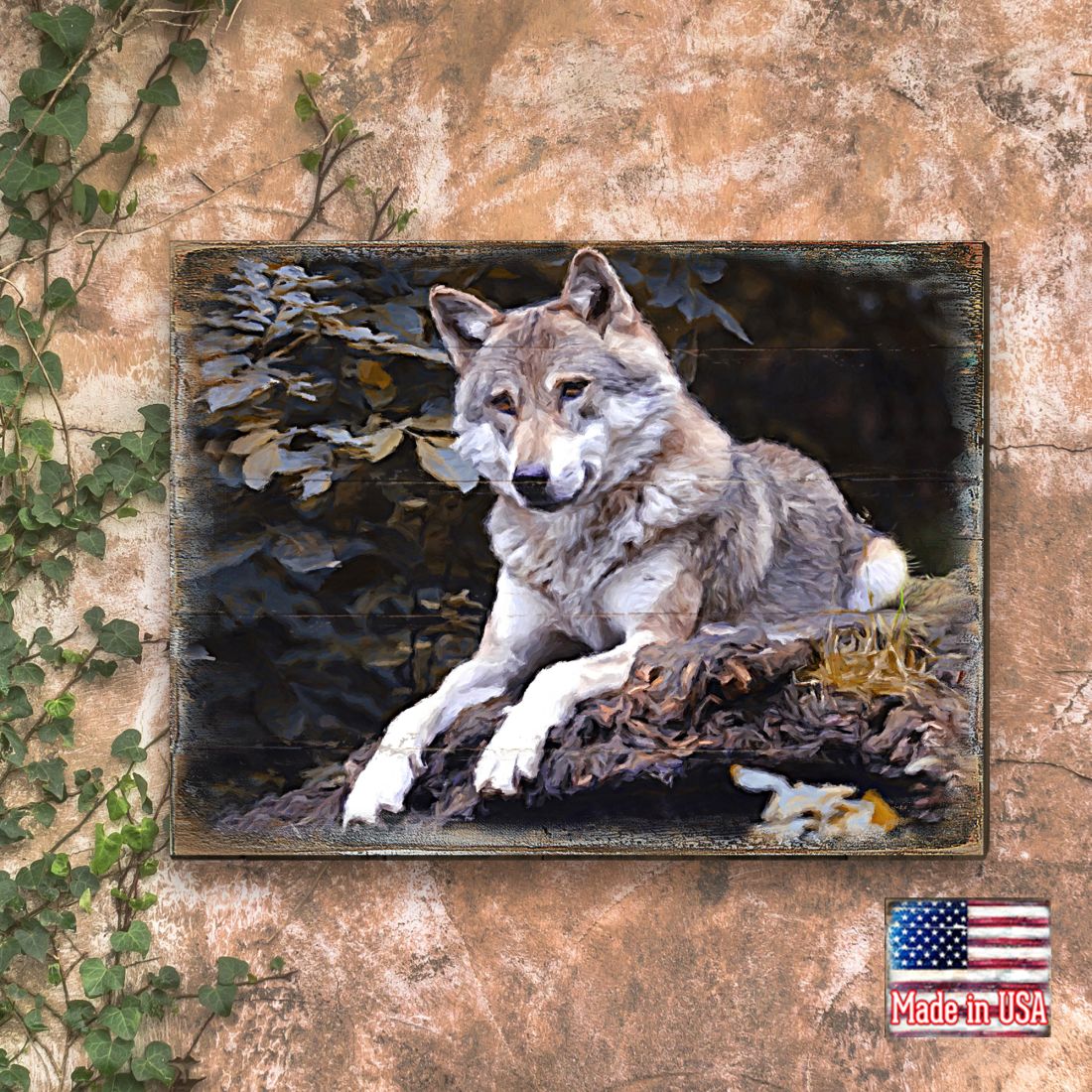 Wolf Art Wooden Wall Art by Nature Wonders - Nature Wildlife Decor - 95287B