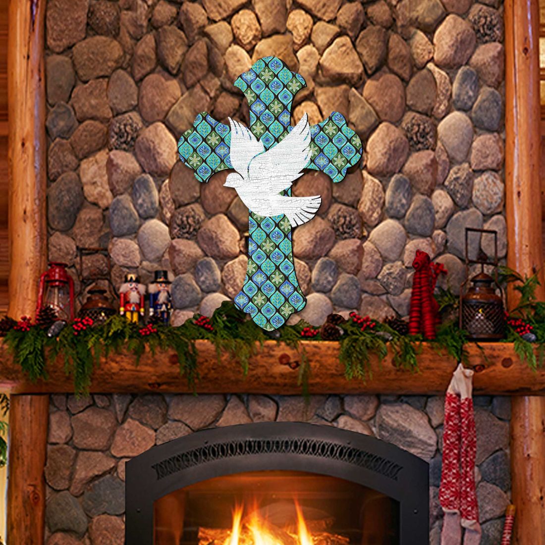 Decoración de puerta de Pascua con palomas blancas cruzadas de G. DeBrekht - Decoración de primavera de Pascua - 8191163-2H