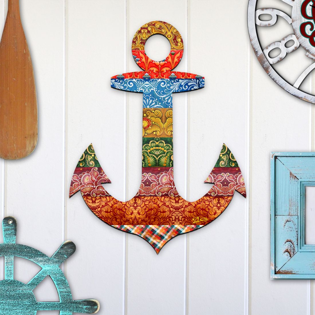 Decorated Anchor Coastal Door Decor by G. DeBrekht - Coastal Holiday Decor - 8198521-2H