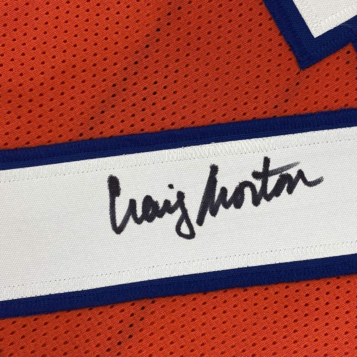 Camiseta de fútbol americano enmarcada, autografiada y firmada por Craig Morton, 35 x 39, color naranja de Denver, JSA COA