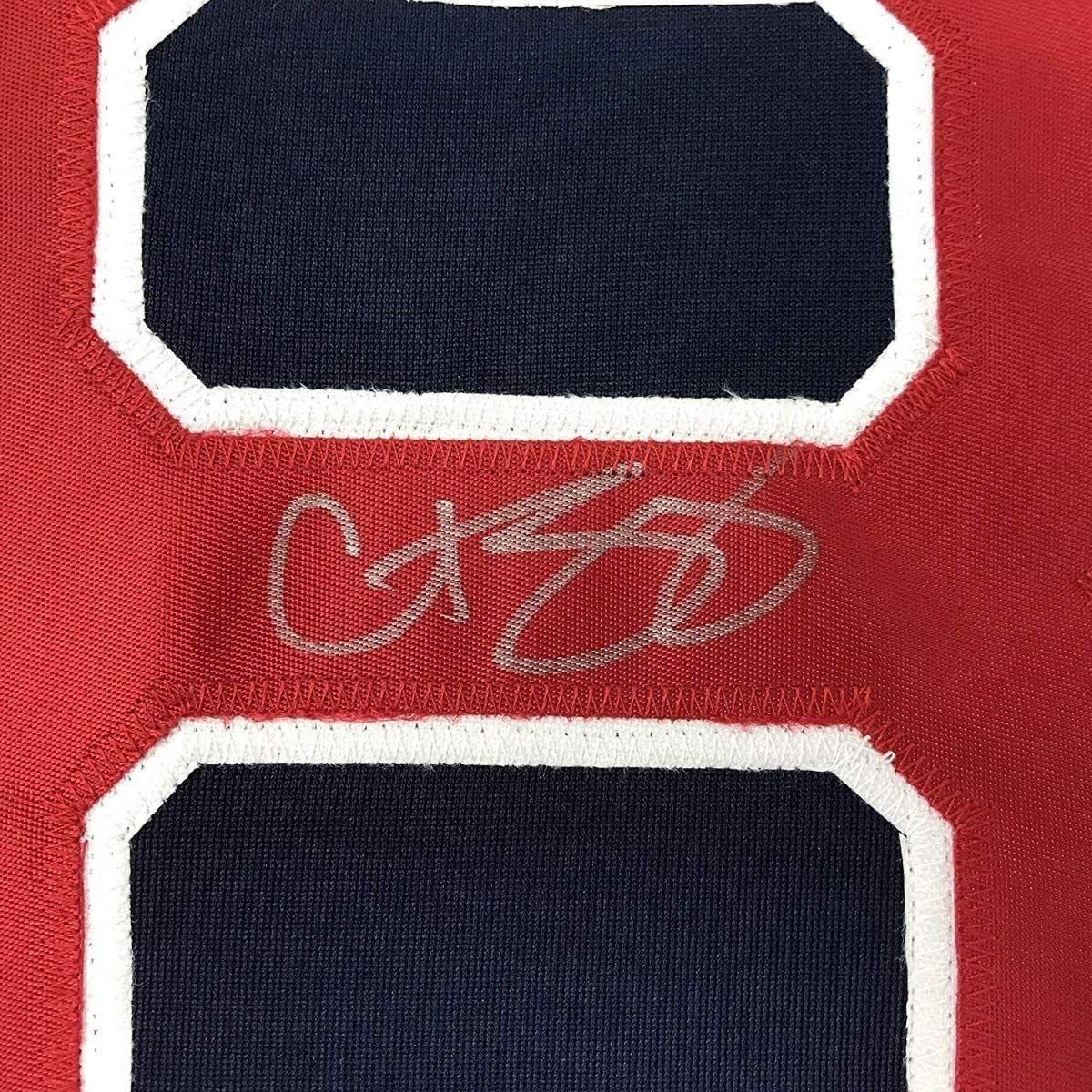 Camiseta de béisbol azul Boston de 35 x 39, enmarcada, autografiada y firmada por Curt Schilling, JSA COA