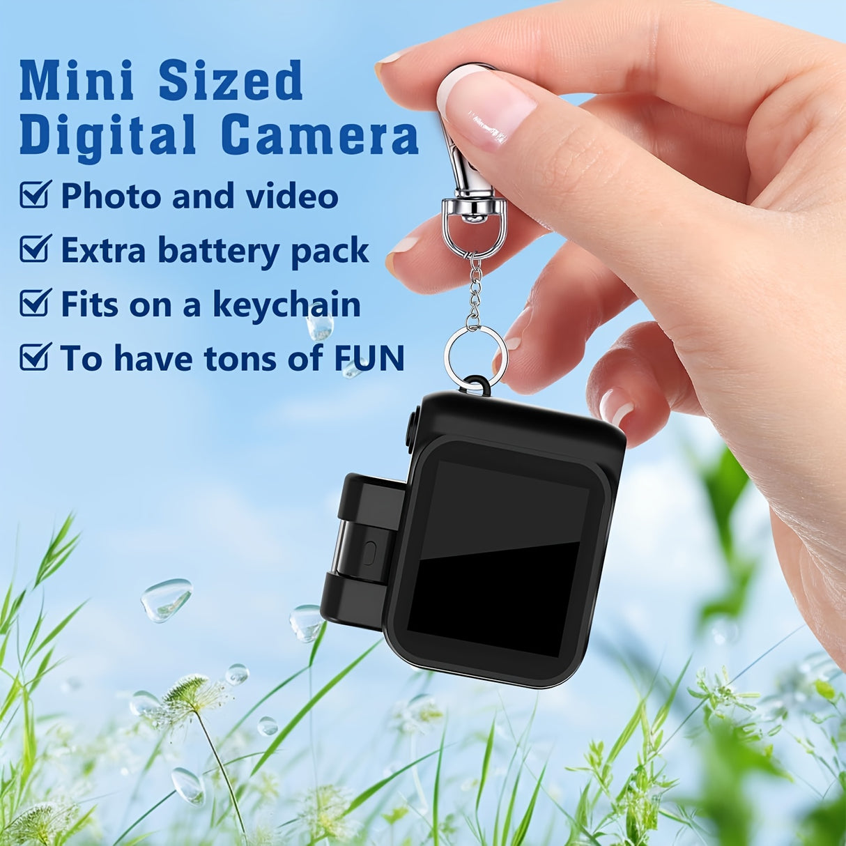 1080P HD Mini Digital Camera with LED Flash, Keychain Attachment, and 16GB Memory Card – Compact Retro Instant Camera for Travel, Holidays, and Everyday Use (White/Pink/Black), Mini Camera