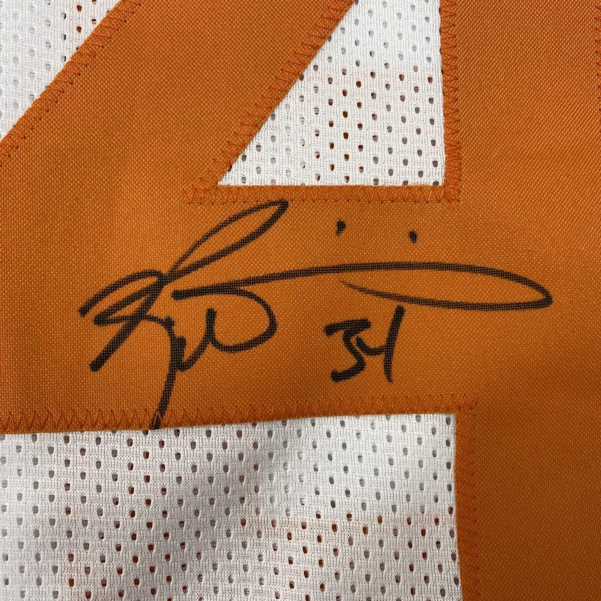 Camiseta de fútbol americano universitario de Texas, blanca, autografiada y firmada por Ricky Williams (JSA COA)
