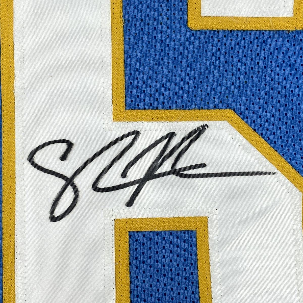 Camiseta de fútbol azul claro de San Diego de Shawne Merriman, autografiada y firmada, Beckett BAS COA