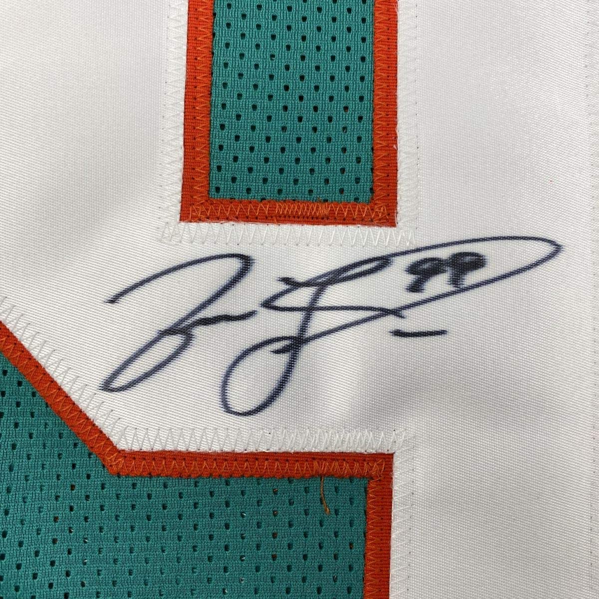 Camiseta de fútbol americano autografiada/firmada Jason Taylor Miami Teal JSA COA